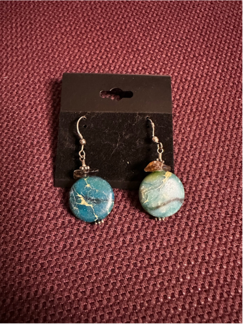 Turquoise and Smoky Topaz Dangle Earrings
